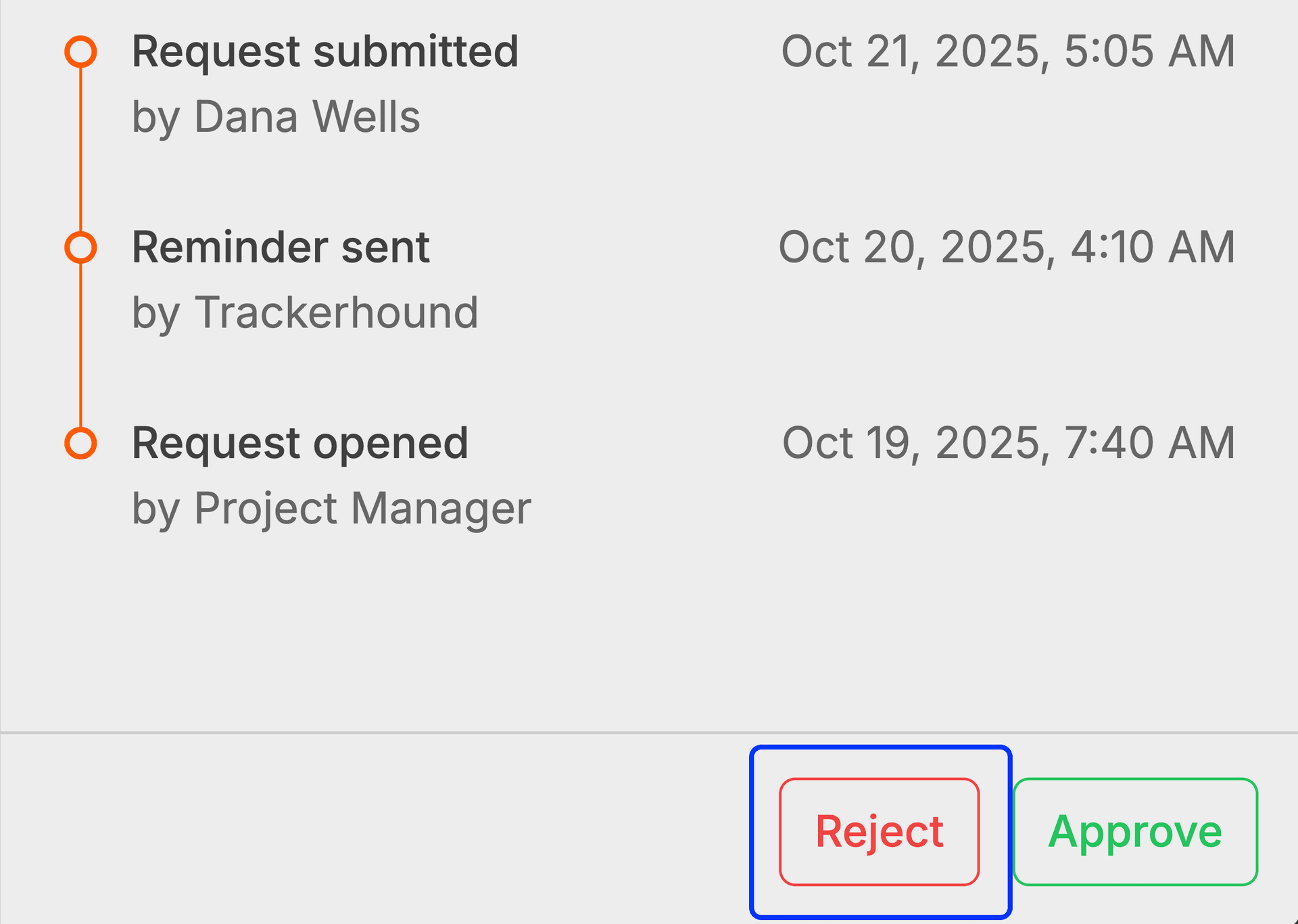 Reject the file screenshot