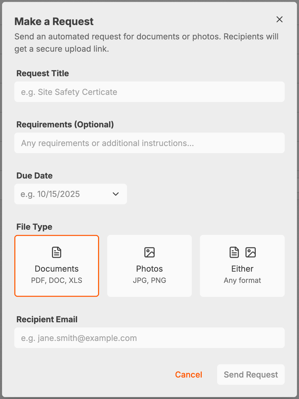 Fill out the form screenshot