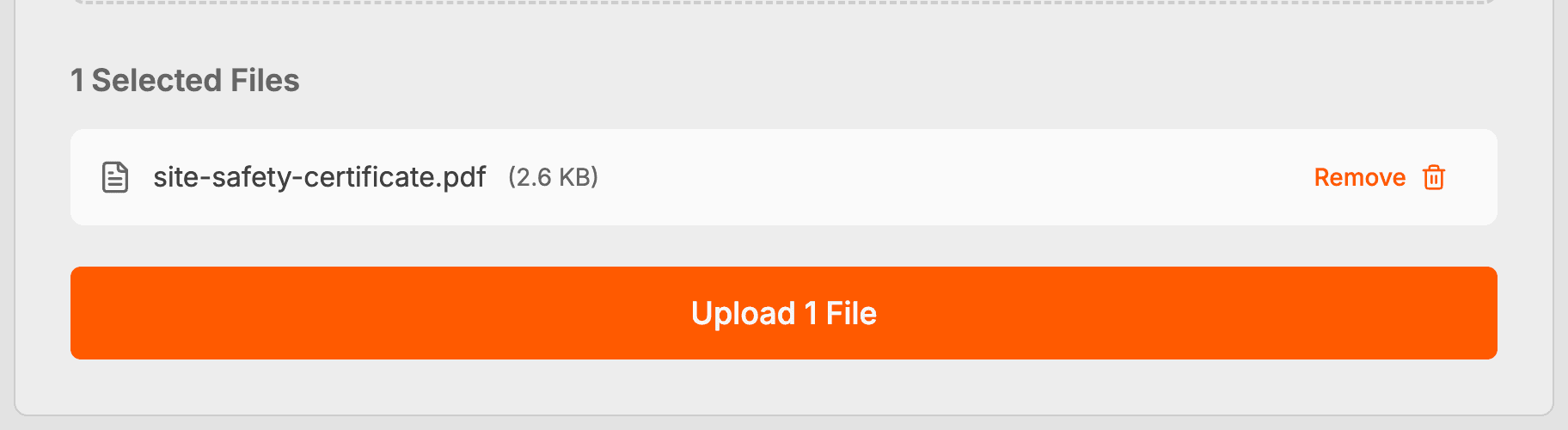 Upload your files screenshot